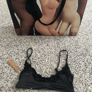 SKIMS Black Lace Trim Bralette